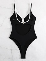 Maillot de bain une pièce pour femme, col en V, avec logo personnalisé OEM, bordure contrastante, effet ventre plat, vente en gros, approvisionnement en vrac UE Russie