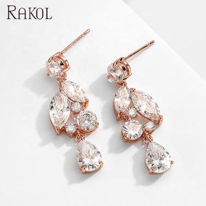 RAKOL EP2451 Goutte d'eau CZ 2021 Mode Boucles d'oreilles en or Bijoux en cristal hypoallergénique - Product Image 5