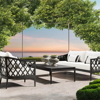 Ensemble de meubles de jardin en aluminium FERLY, 4 pièces, canapé au design spécial, fabrication artisanale, résistant à la rouille, ensemble de canapé d'extérieur en aluminium