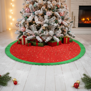 Tappetino per Albero <span class=keywords><strong>di</strong></span> <span class=keywords><strong>Natale</strong></span> 39 Pollici Personalizzato con Stampa <span class=keywords><strong>di</strong></span> Fiocchi <span class=keywords><strong>di</strong></span> Neve e Stelle in Flanella - Product Image 3