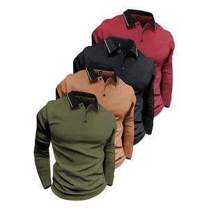 เสื้อโปโลผู้ชายผ้าถักน้ำหนักปานกลาง 200 กรัม แบบกำหนดเอง รับผลิตแบบ OEM ODM เสื้อยืดแขนยาวมีปก แบรนด์ส่วนตัว - Product Image 3