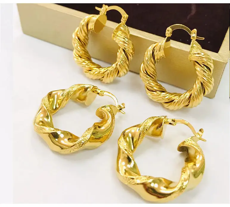 Jewelry for Gifts Women18K Gold Plated Gold Color Beautiful Round Earrings Hoop Earrings Arab Earrings