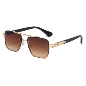 Square Sunglasses Metal <b>Frame</b> <b>Black</b> UV400 Unisex Fashion Sunshades Type 3 PC Lens Double Bridge Design - Product Image 4