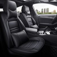 Housses de siège de voiture en cuir, housse de coussin de véhicule automobile en similicuir pour 5 voitures de tourisme et SUV Universal Fit Set for Auto