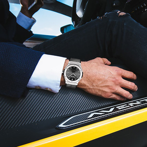 PINDU Minimalist Business <b>Men's</b> Automatic <b>Mechanical</b> <b>Watch</b> with Date Display, Leather Strap, and Octagonal Bezel with Screws - Product Image 4