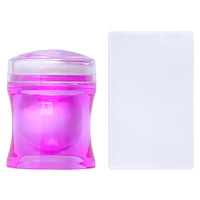 Tampon à ongles en silicone transparent avec grattoirs pour Nail Art
