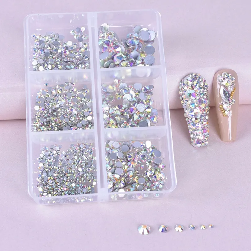 Nail Supplies Wholesale Diy Manicure 3d Crystal Diamond Gems Stones Rhinestones Kits Nail Art Decoration Set With Boxes