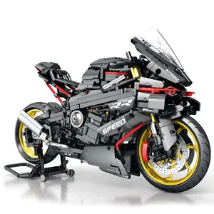 新款BM002-BM003摩托车模型1至5拼图组装微型积木玩具儿童男孩