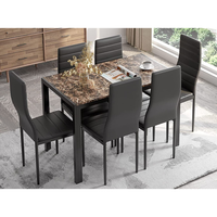 Ensemble de Table à manger, cuisine, salle à manger, Table rectangulaire, 6 chaises en cuir, 7 pièces