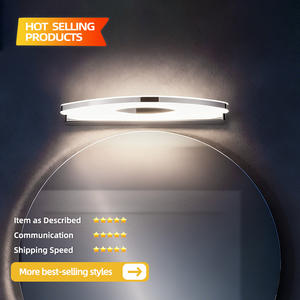 Makeup Lighting Adjustable LED Wall-Mounted Cosmetic <b>Mirror</b> Stainless Steel <b>Acrylic</b> Frame Silver Finish IP44 Waterproof for - Product Image 2