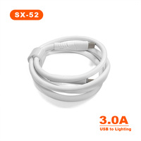 Cable de datos de nailon + ABS con iluminación de 3A, cable de datos de nailon duradero, elegante, 1M de longitud, TPE de 8 pines para carga de alta velocidad, compatible con iPhone 11 12 13 14
