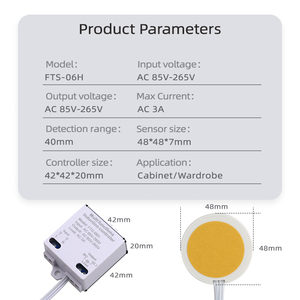 Điện áp cao <span class=keywords><strong>AC</strong></span> 85V-265V LED ánh sáng cảm ứng chuyển đổi Tủ ẩn cài đặt thâm nhập cảm biến cảm ứng gỗ - Product Image 2
