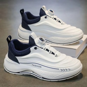 Zapatillas deportivas de malla con cordones para hombre, color blanco, modernas, versátiles, con suela gruesa, deportivas, informales, para correr, estilo papá. - Product Image 3