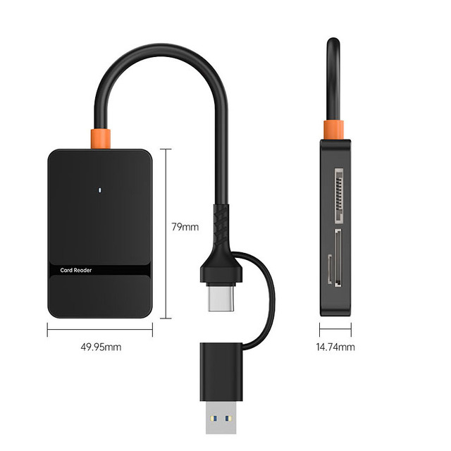 USB+USB-C Dual Interface to USB 3.0 8 in 1 CF/MS/SD/TF Memory Card Reader for Macbook,PC,Laptop,Smartphone
