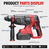 Marteau perforateur sans fil sans balais 3-en-1 SDS Plus pour béton