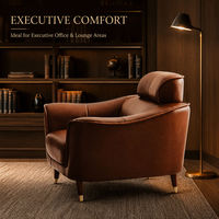 Fauteuil une place en PU marron rembourré d'éponge, siège de salon moderne et luxueux pour salon ou bureau