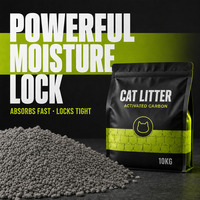 Litière pour chat en argile au charbon actif de haute précision, granulométrie uniforme, structure stable, anti-poudre, pour le nettoyage des animaux de compagnie