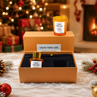Coffret Cadeau Luxe de Bougies et Diffuseurs à Bâtonnets en Cire de Soja Aromatiques, Faits Main, Design Moderne, pour la Saint-Valentin, Diwali, Ramadan, Décoration Personnalisée pour la Maison
