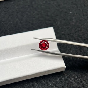 Rubis de laboratoire, pierre précieuse ronde à taille brillante, gemme à taille flamme, rubis synthétique, rubis rouge sang de pigeon - Product Image 5