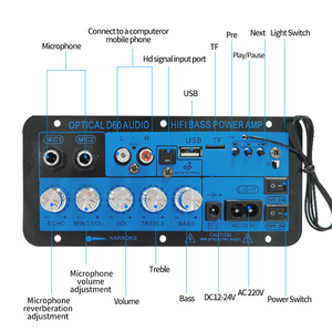 لوحة مكبر صوت D60-OP بتقنية البلوتوث 5.0 مع وحدة ميكروفون مزدوجة ومضخم صوت، وحدة ستيريو HIFI ثنائية القناة، مكبر صوت صغير للسيارة يعمل بجهد 12 فولت و24 فولت تيار مستمر - Product Image 3