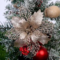 Décoration de Noël : Fleurs artificielles scintillantes, Poinsettia rouge pour la maison et les fêtes