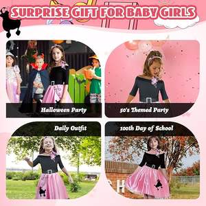 Robe Caniche Années <span class=keywords><strong>50</strong></span> pour Filles Halloween, Tenue Sock Hop Rétro avec Foulard et Serre-tête Incluant une Jupe Élégante - Product Image 5