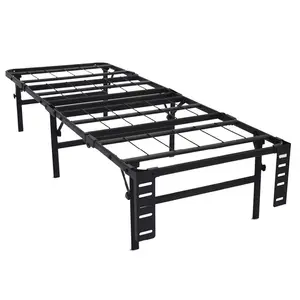 Black Metal Tube Factory Made Single Wall Bed Frame Space Saving