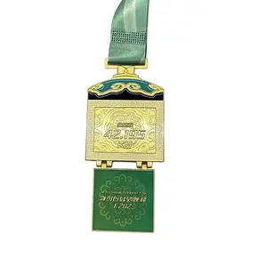 Metallo in lega di zinco 2D 3D corsa corsa maratona d'oro sport pieghevoli medaglie con nastro