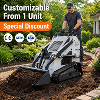 Mini-chargeuse compacte sur chenilles hydraulique avec moteur diesel Kohler, 360 kg - 380 kg, avec chargeur frontal et broyeur pour utilisation en verger