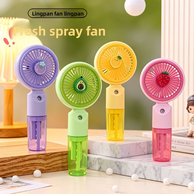 Handheld Cartoon Fruit Misting Spray Fan USB Rechargeable 3-Speed 500mAh Battery Outdoor Travel Moisturizing Makeup