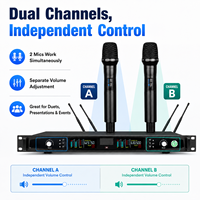 Sistem Mikrofon Nirkabel UHF True Diversity 2 Kanal Profesional AT102S-1 untuk Pertunjukan Panggung dan Suara Berkualitas