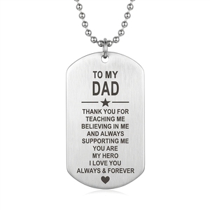 Collana in acciaio inossidabile con ciondolo inciso per <span class=keywords><strong>padre</strong></span>, madre, figlio e figlia, stile militare, per la famiglia, con messaggio emotivo. - Product Image 4