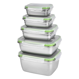 Conteneur alimentaire de cuisine en acier inoxydable 304 poli mat, étanche, 350-1800 ml, design détachable, pour préparation de repas, vente en gros - Product Image 1
