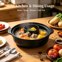 Ensemble de marmites doubles professionnelles pour restaurants ; Casserole en argile résistante aux hautes températures, diamètre 36 cm, batterie de cuisine