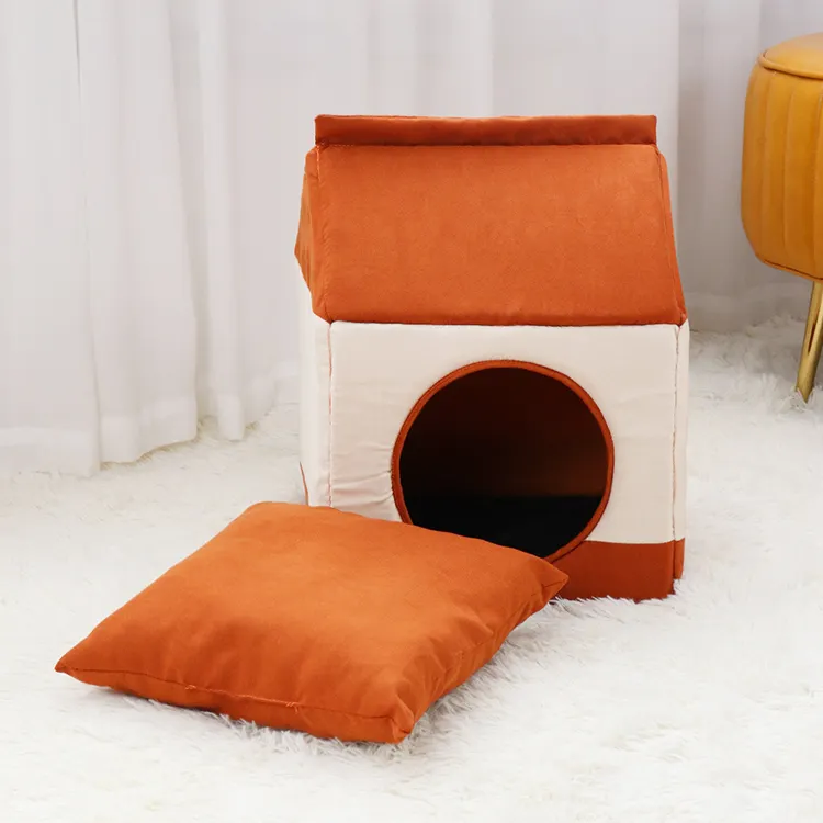 All Weather Cute Cat House Outdoor Indoor Functionele Ademende Effen Patroon Machine Wasbare Grotwoning Voor Katten