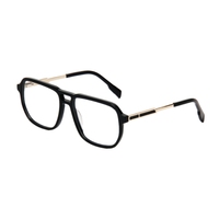 JNLOO Montura de Gafas Nueva con Diseño de Contraste de Doble Viga, Espejo Óptico Unisex de Aro Completo Cuadrado, a la Moda, con Empalme Negro y Dorado