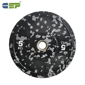 20kg Spotted Standard Weightlifting Barbell Chips 45lb Fitness Bumpers Rubber Coated Weight Plate