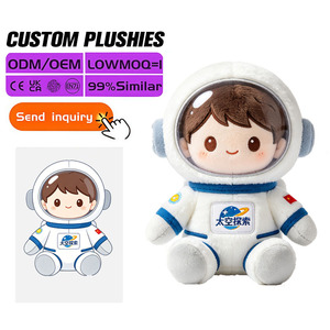 Mascotte personnalisée en peluche super douce unisexe astronaute avec casque brodé en coton PP, ODM, pour promotion de marque - Product Image 1