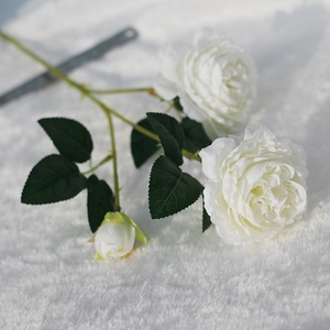 Flor decorativa de seda, venta al por mayor, peonía Artificial de tallo único de 3 cabezas - Product Image 2