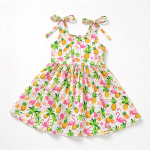 Robe d'été pour fillettes en soie de lait imprimée, avec ourlet à volants, robe de fête pour enfants, OEM ODM, robe d'été personnalisée pour enfants - Product Image 4
