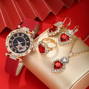 Montres en cuir à succès avec coffret de quatre pièces pour femme, en stock, sans boîte, mouvement à quartz de luxe 2026, bracelet inclus - Product Image 1