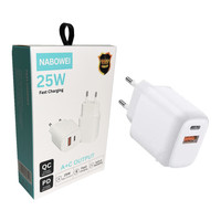 Adaptateur secteur USB-C double port 25W PD, chargeur rapide QC 3.0, adaptateur mural USB Type-C, prise EU/US pour iPhone Samsung