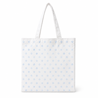 Sac fourre-tout en toile blanche avec imprimé à pois bleus, grande capacité, réutilisable, sac de shopping robuste en toile épaisse, sac à bandoulière pour usage quotidien