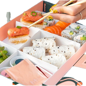 Lokyo ภาชนะบรรจุอาหารกระดาษคราฟท์กล่องใส่อาหาร<span class=keywords><strong>ซูชิ</strong></span>แบบใช้แล้วทิ้งพร้อมปั๊มกระดาษเคลือบสำหรับบรรจุอาหาร - Product Image 1