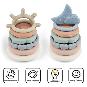 Bloques de construcción de silicona para niños y niñas, juguete educativo de aprendizaje temprano, bloques de apilamiento intelectual - Product Image 5