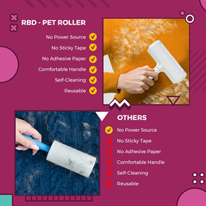 Portable Multi Surface Fur Removal Tool Pet Hair Reusable Lint Roller Furniture <b>Couch</b> Carpet Cloth Bed <b>Cat</b> Dog Hair Remover - Product Image 4