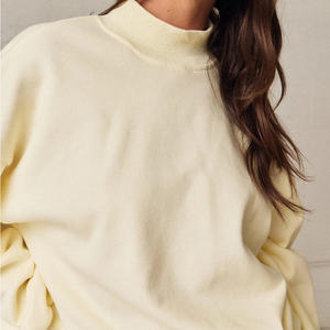 Conjunto de Sudadera de Cuello Alto y Pantalones Cortos para Mujer, Color Sólido, Manga Larga, Dos Piezas, Informal, de Felpa, para Descansar o Salir - Product Image 5