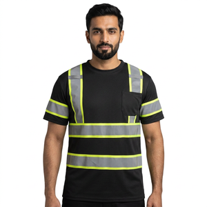 Camiseta de Seguridad con Cuello Reflectante de Alta Visibilidad, Diseño Moderno, Ropa de Trabajo para Exteriores, Material de Poliéster de Alta Calidad 2026 - Product Image 1