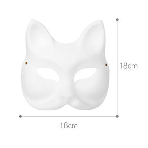 Masques de fête de chat et de renard demi-visage en pâte de papier blanc bricolage pour enfants Costume de graffiti peint à la main pour Halloween - Product Image 3