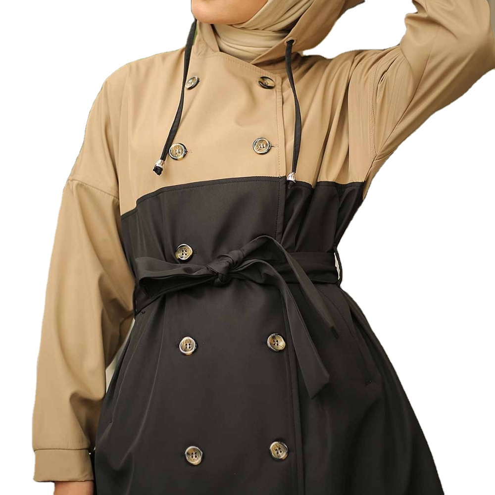 Hooded Seasonal Buttoned Belted Breathable Memory Fabric Solid Natural Color High Street Style Knitted Cashmere Wool Trench Coat